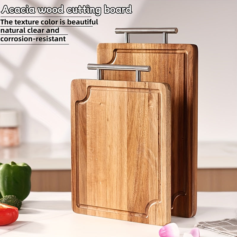 Planche à découper en acacia à poignée pour service et plateau