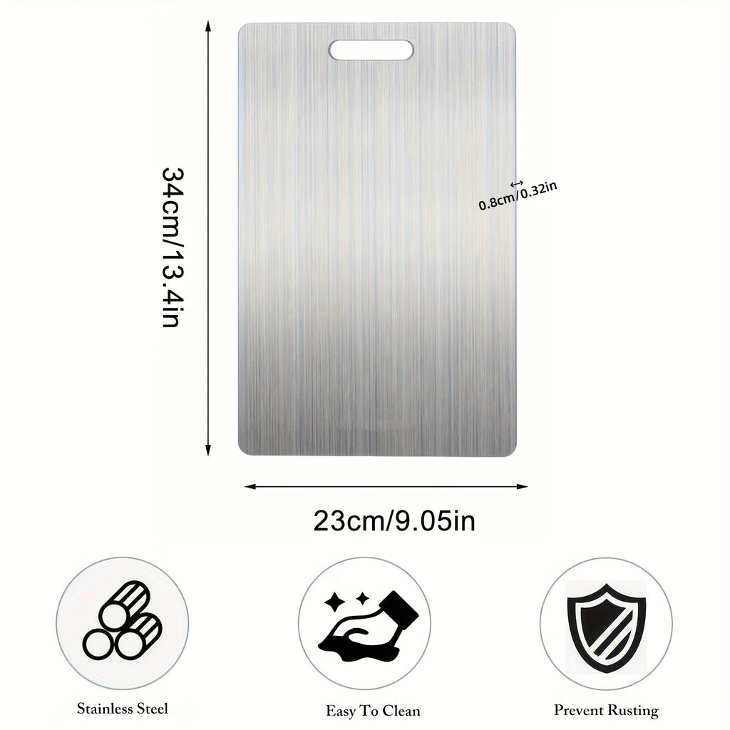 Planche à découper en inox réversible — 34 x 23 cm