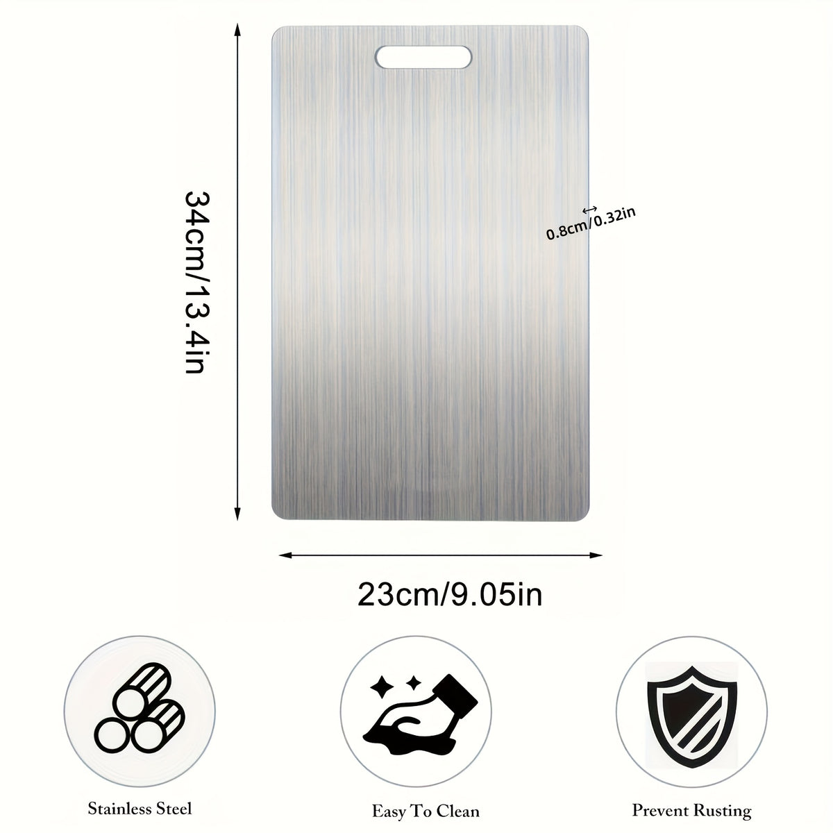Planche à découper en inox réversible — 34 x 23 cm