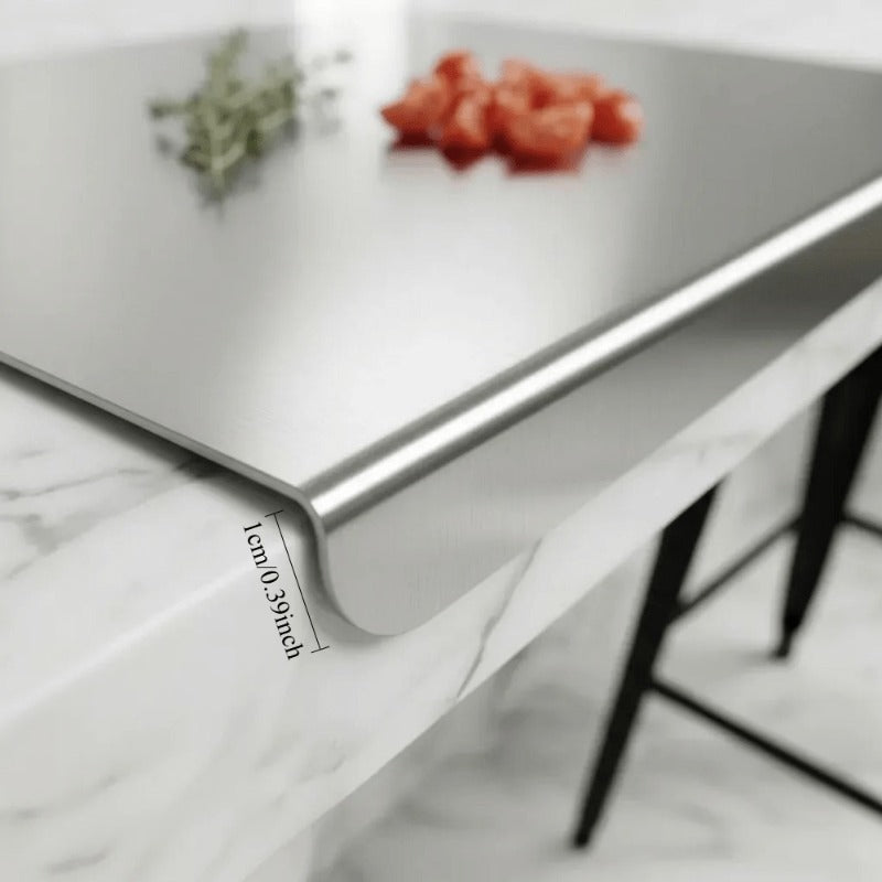 Grande planche à découper en inox réversible avec support — 60 x 40 cm — modèle 2