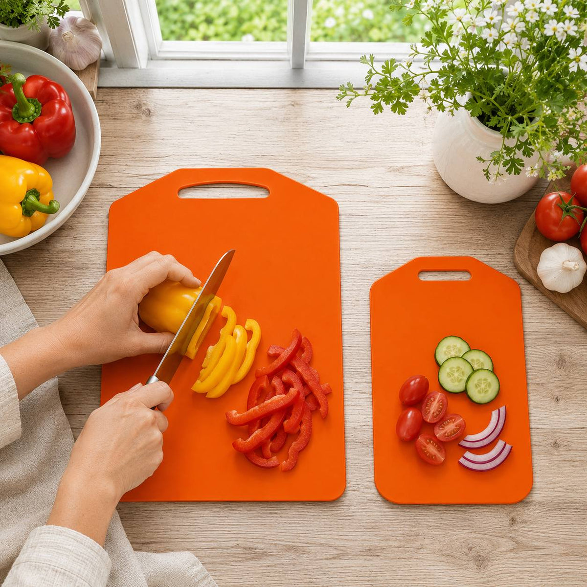 Planche à découper en plastique antidérapante pliable — lot de 2