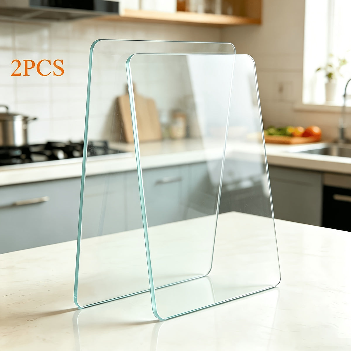 Planche à découper en verre antidérapante — lot de 2, 35 x 25 cm
