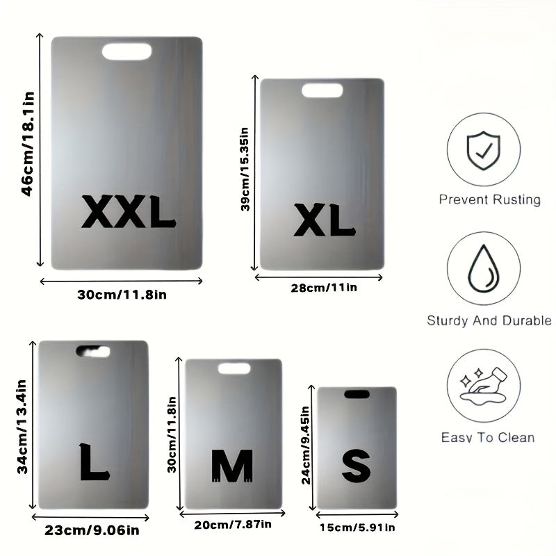 Grande planche à découper en inox réversible — 46 x 30 cm — modèle 1