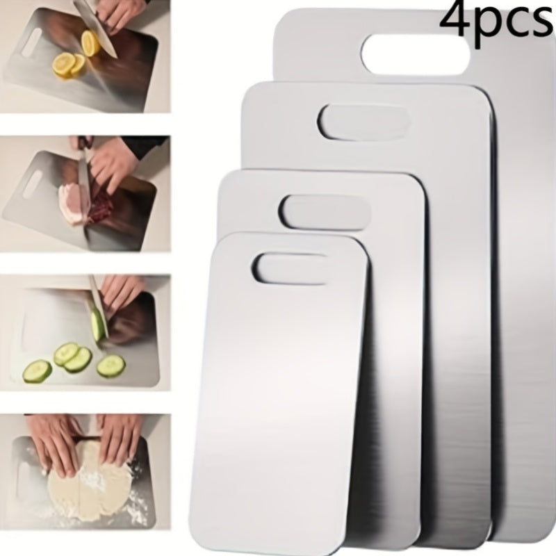 Planche à découper en inox réversible — lot de 4