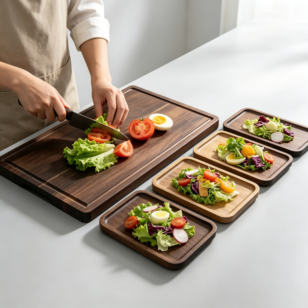 Planche à découper en acacia — lot de 5