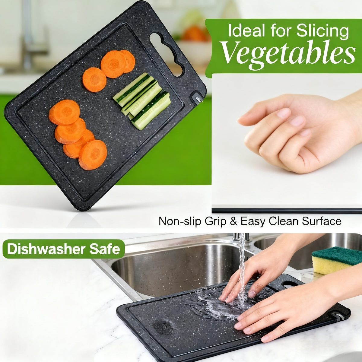 Planche à découper en inox à rainure à jus antidérapante pour viande et poisson