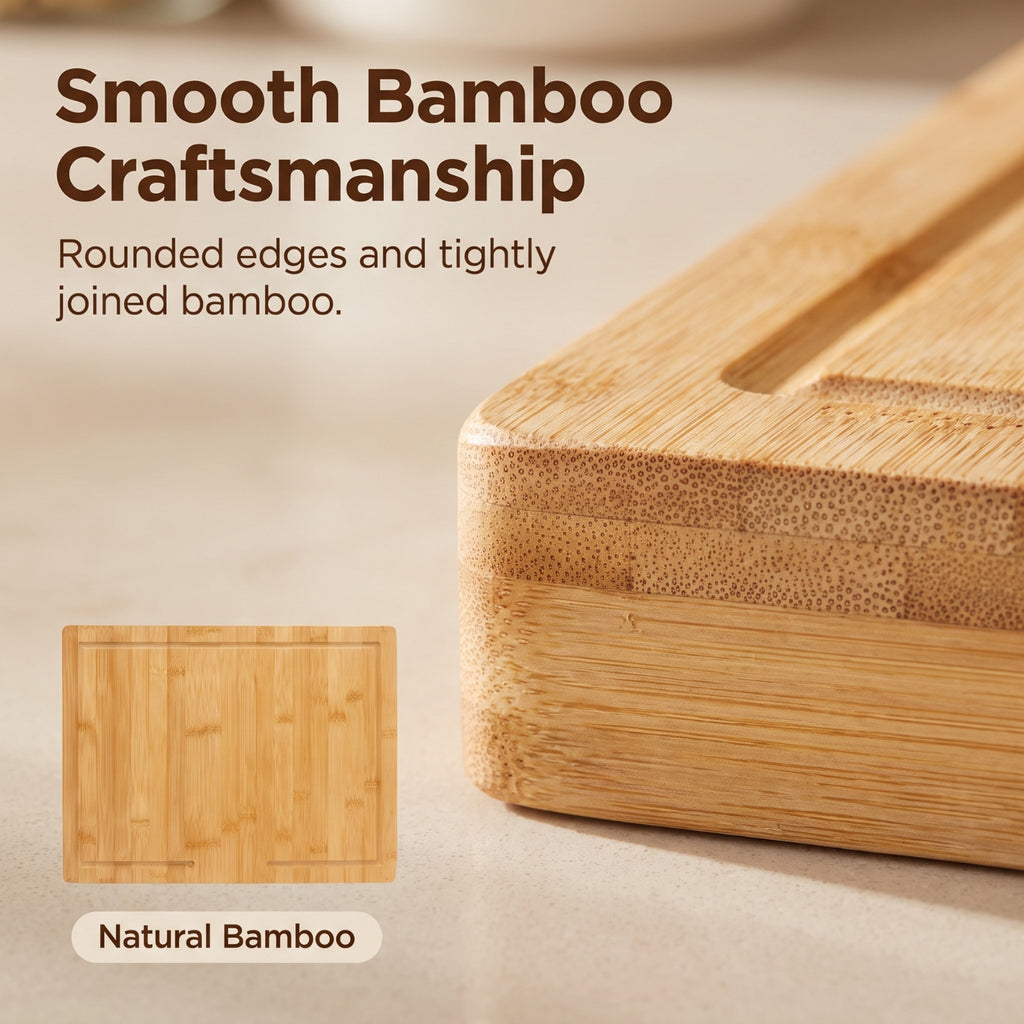 Planche à découper en bambou à rainure à jus — 38 x 26,5 cm