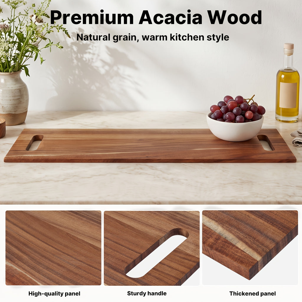 Planche à découper en acacia à poignée réversible — modèle 2