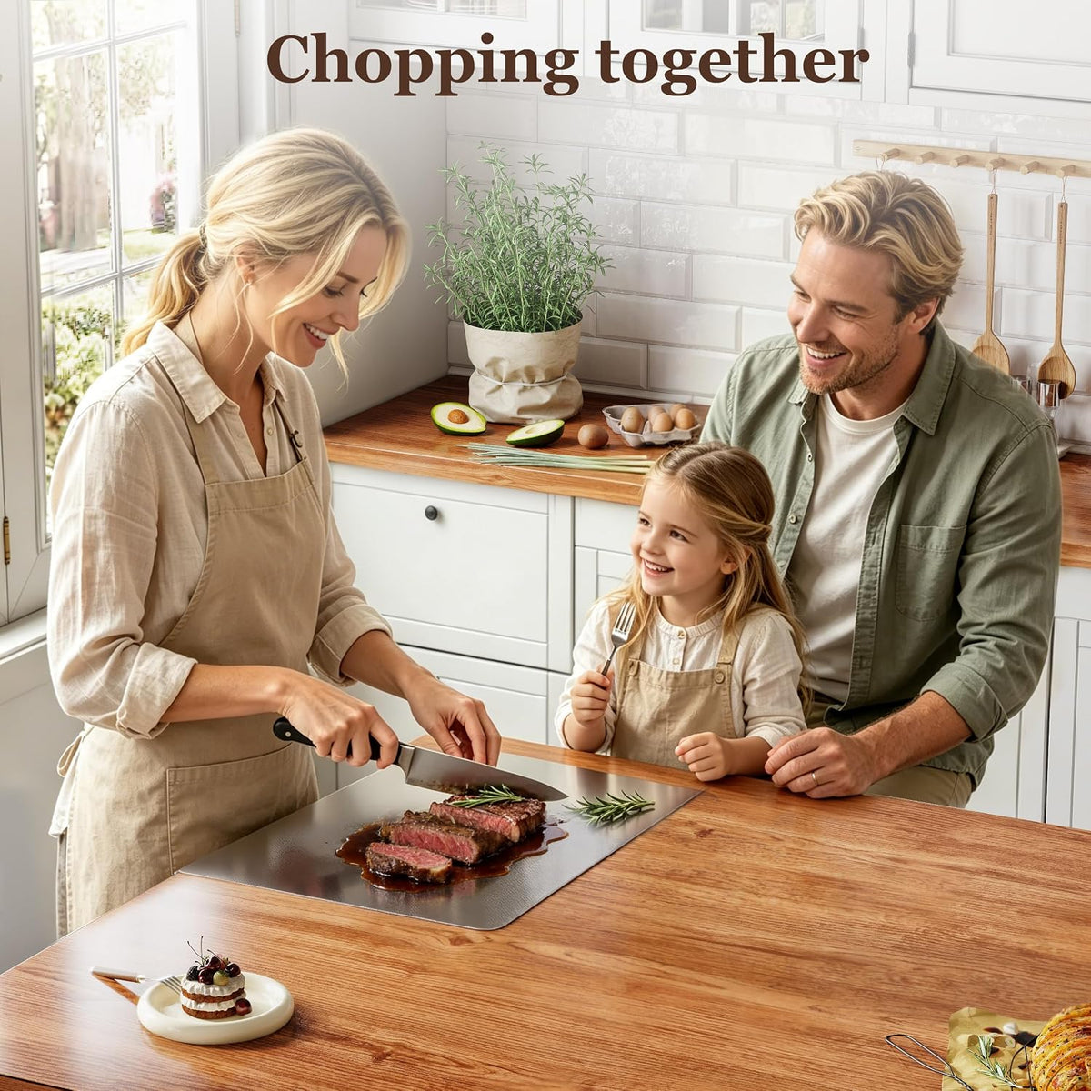 Planche à découper en inox à rebord — 39,9 x 30 cm