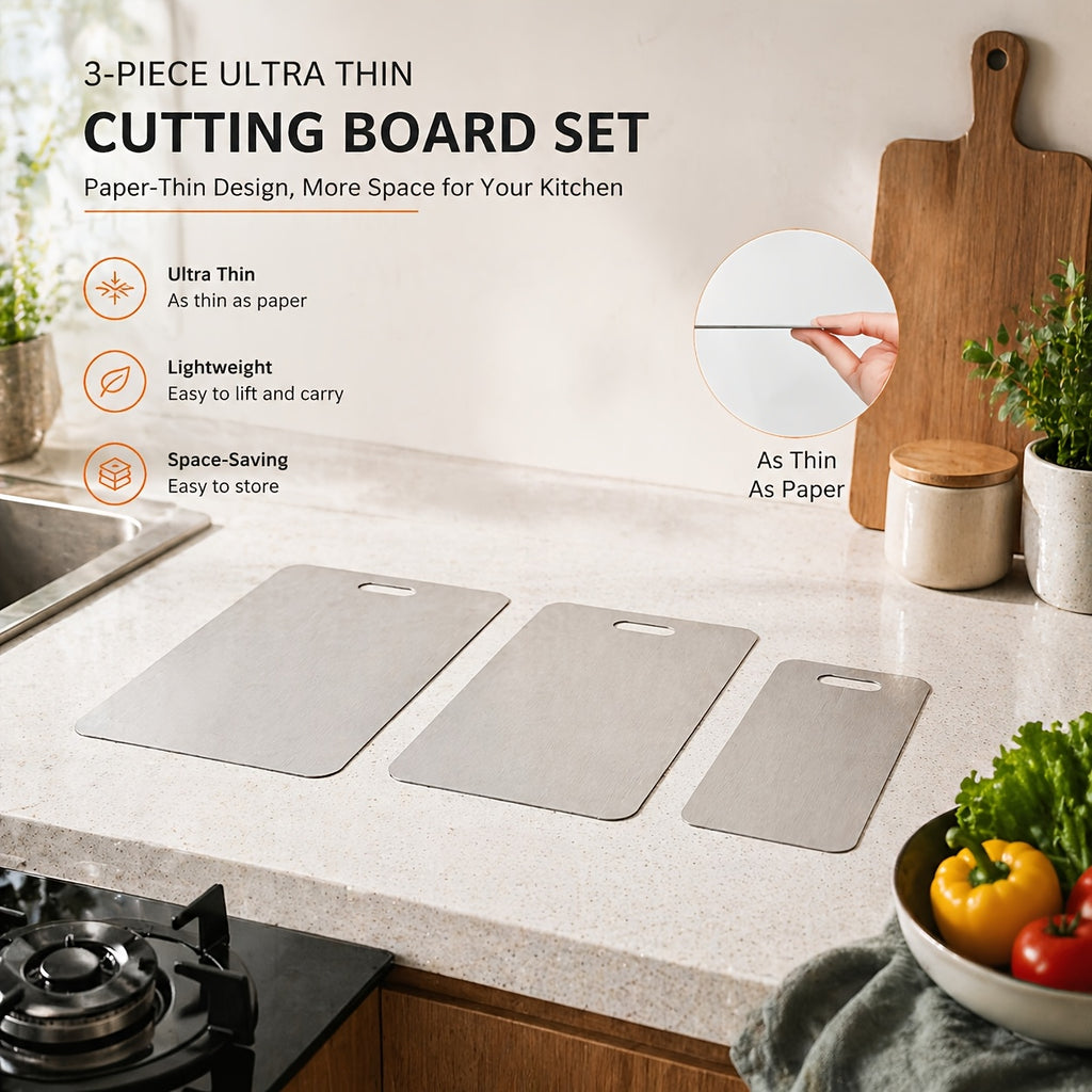 Planche à découper en inox — lot de 3