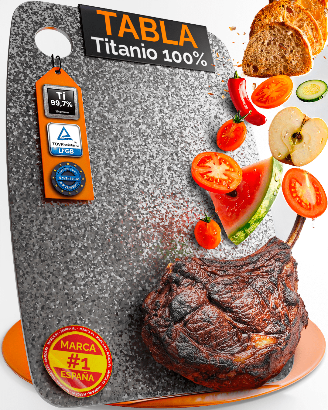 Planche à découper en titane réversible — 40 x 30 cm