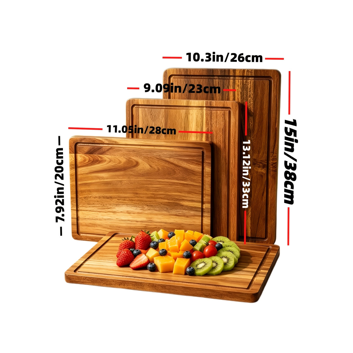 Planche à découper en acacia à rainure à jus pour viande et poisson
