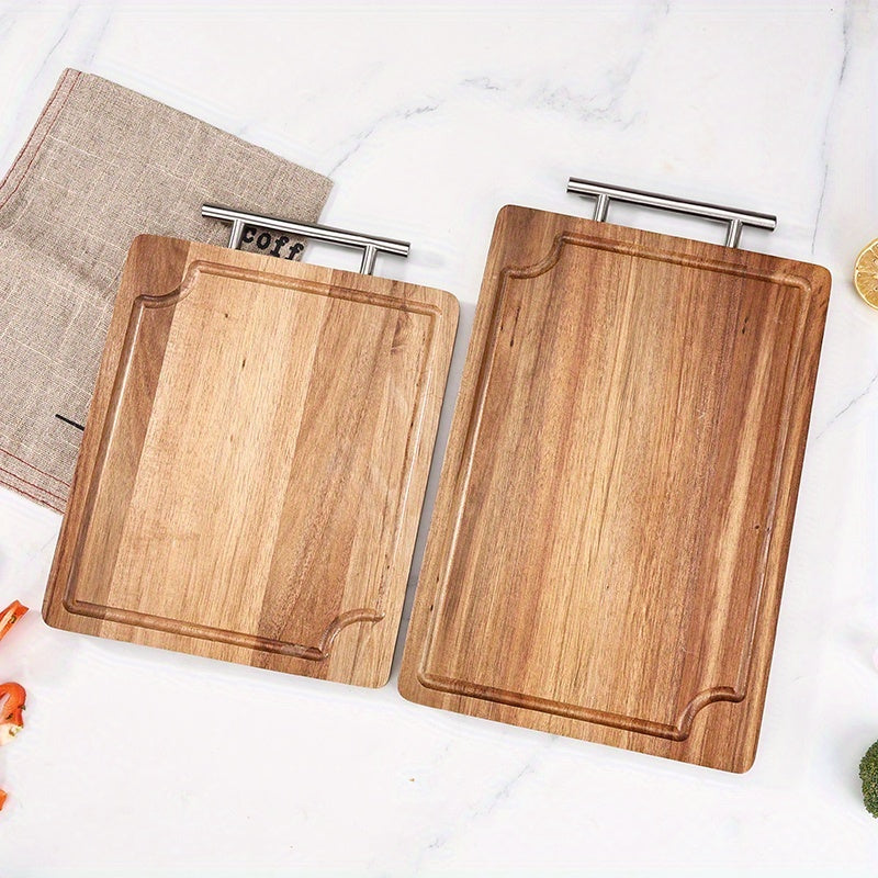 Planche à découper en acacia à poignée pour service et plateau