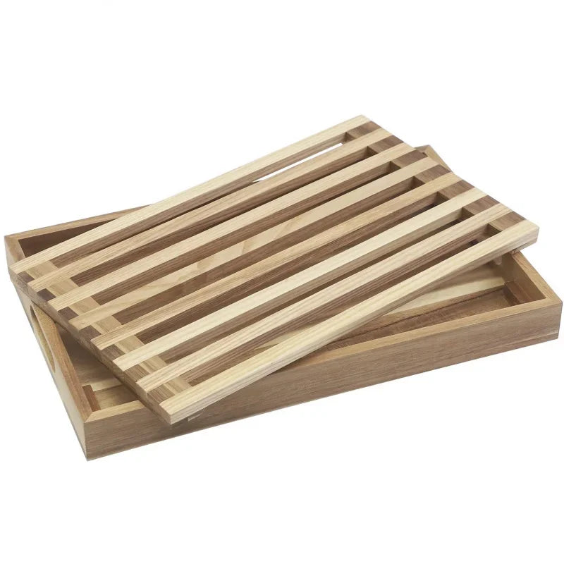 Grande et épaisse planche à découper en bambou avec support — 38 x 24 cm
