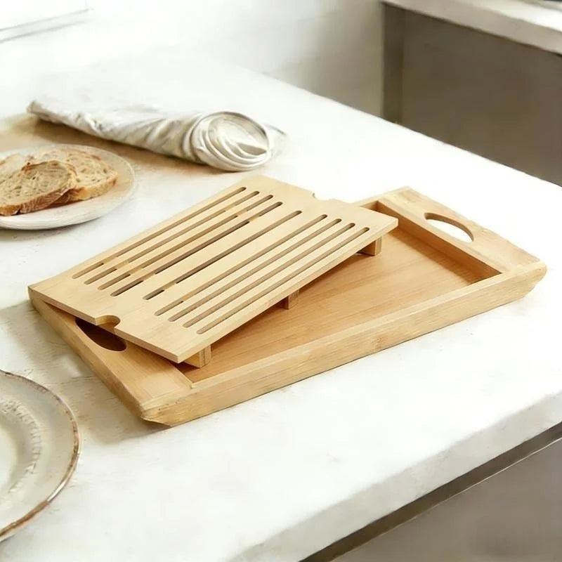 Planche à découper en bambou avec bac — 34 x 22 cm