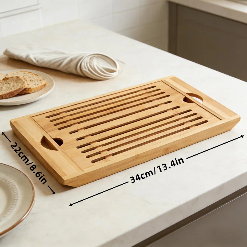Planche à découper en bambou avec bac — 34 x 22 cm