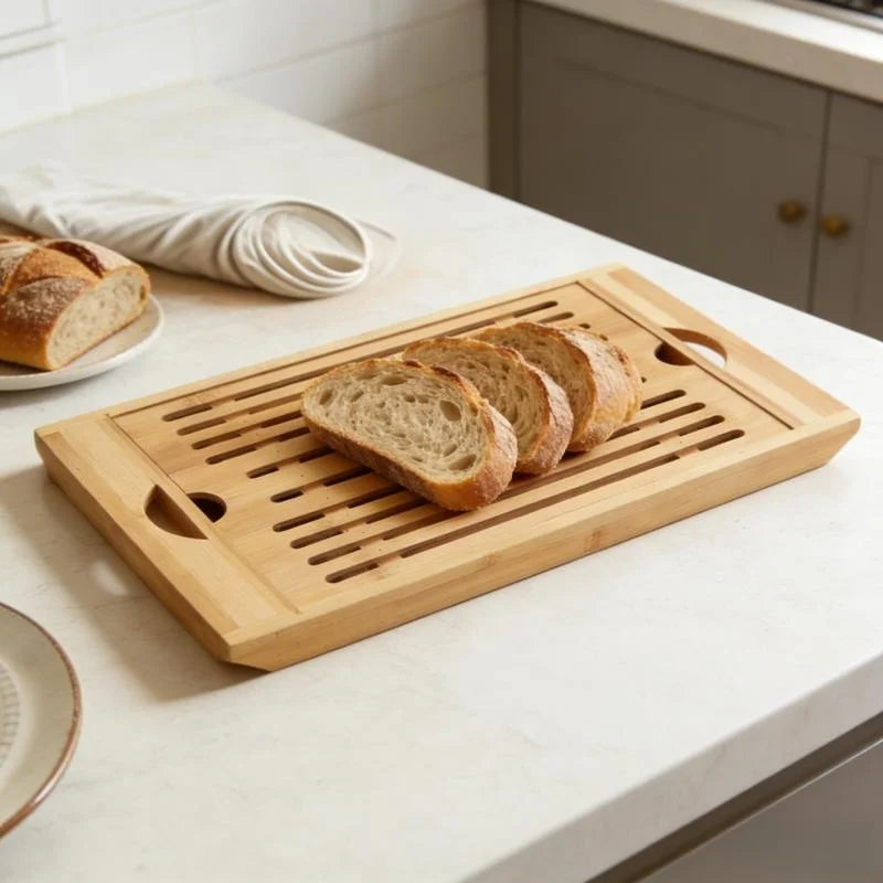Planche à découper en bambou avec bac — 34 x 22 cm