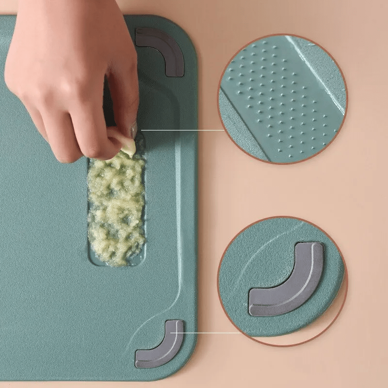 Planche à découper en inox à rainure à jus réversible