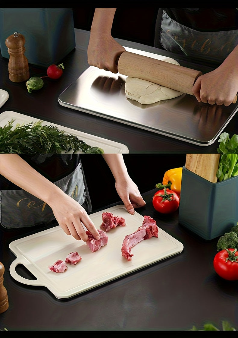 Planche à découper en inox réversible