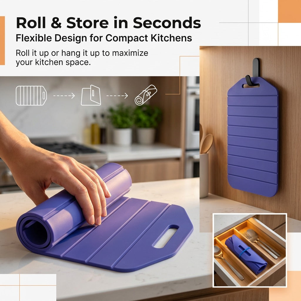 Planche à découper en plastique antidérapante pliable — lot de 2