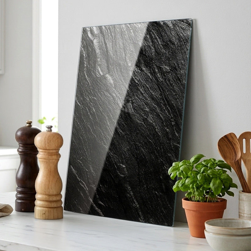 Planche à découper en verre pour le service noire — 40 x 30 cm