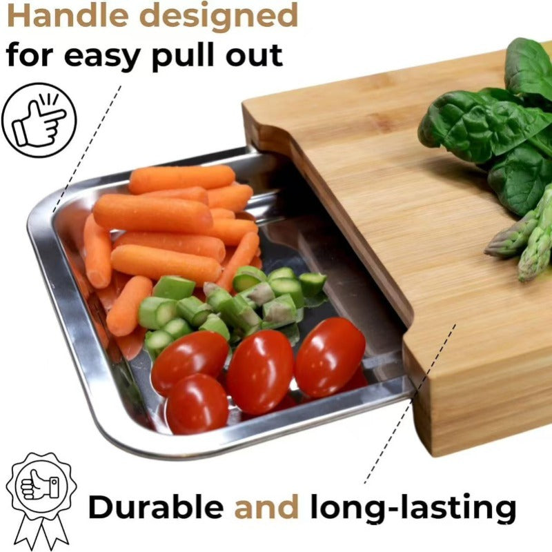 Planche à découper en inox avec bac — lot de 3, 39 x 28,5 cm