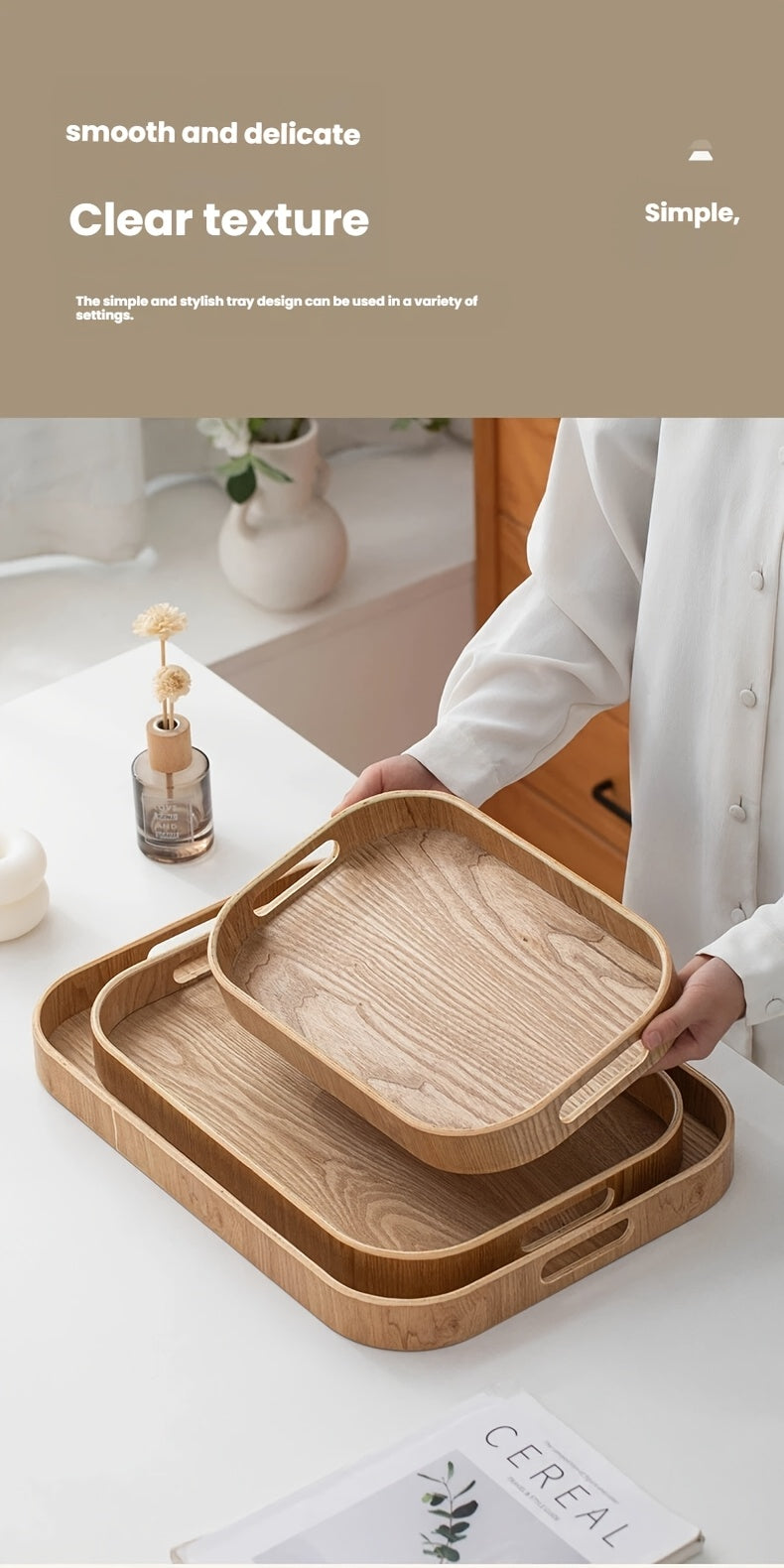 Plateau décoratif en bois avec support
