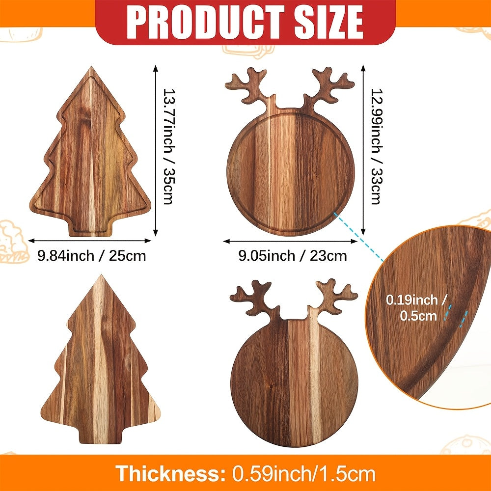 Planche à découper en acacia à poignée — lot de 2 — modèle 3