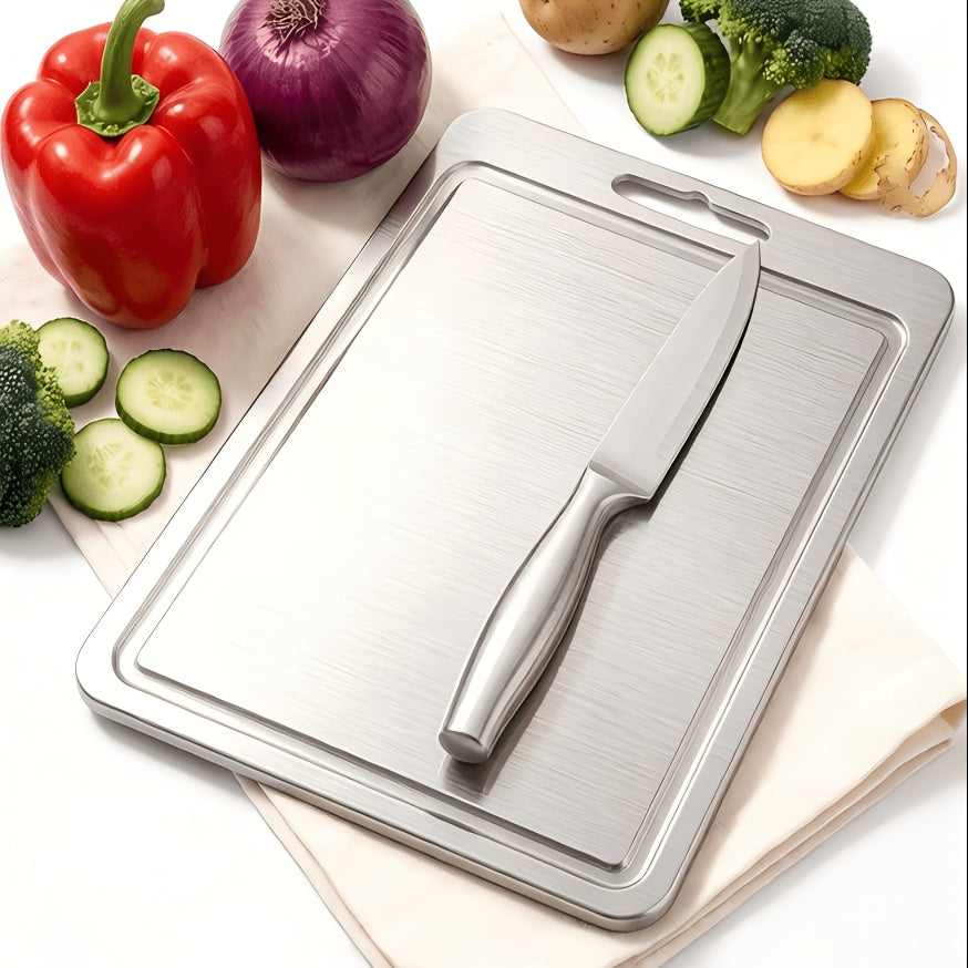 Planche à découper en inox à rainure à jus — 39 x 28 cm