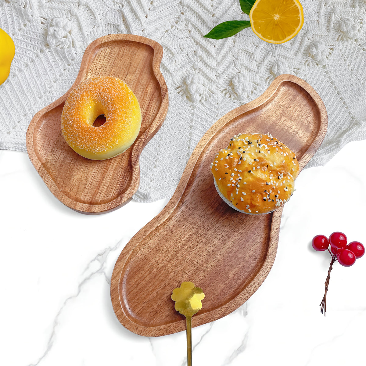 Plateau de petit-déjeuner en acacia pour service et plateau