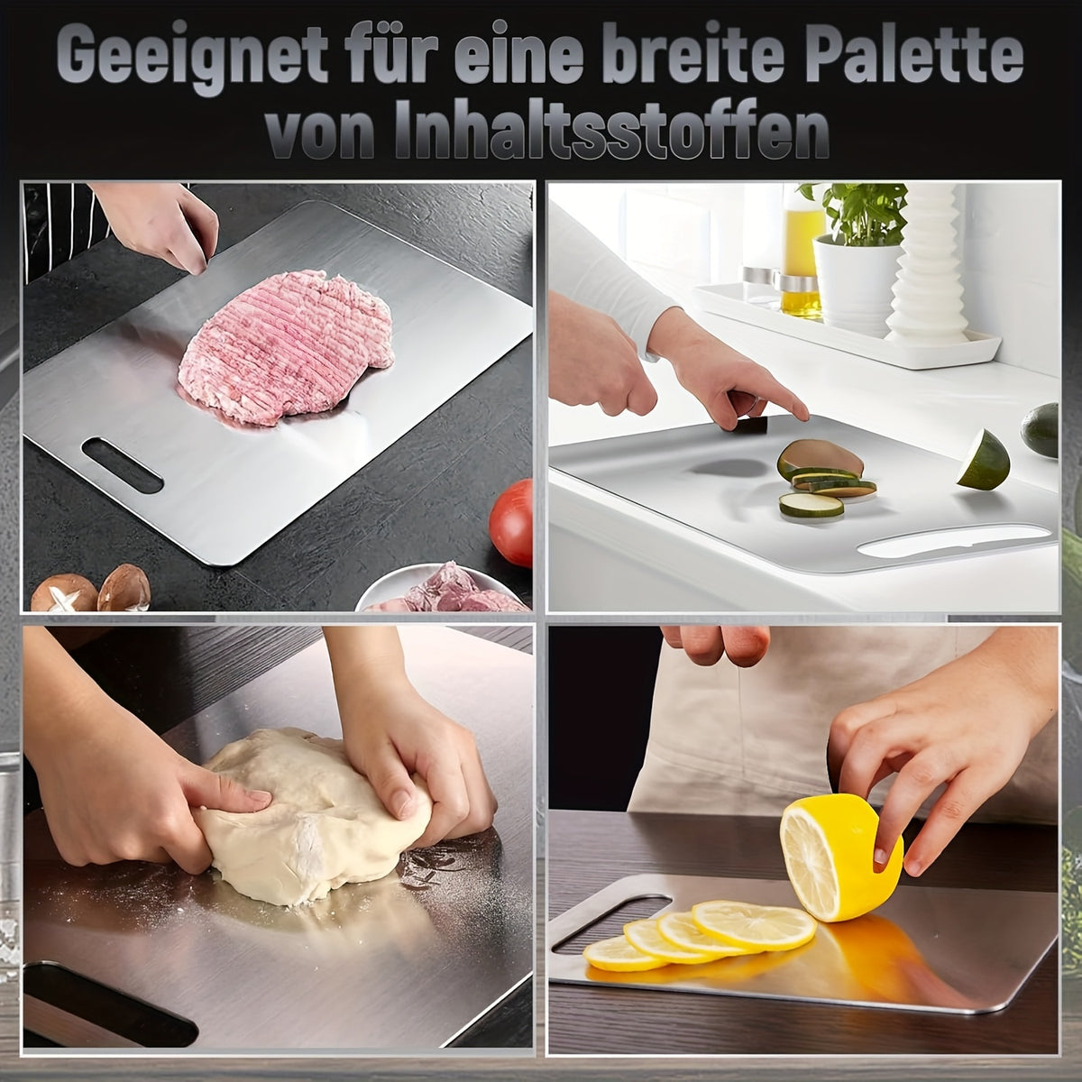 Planche à découper en titane antidérapante — lot de 3