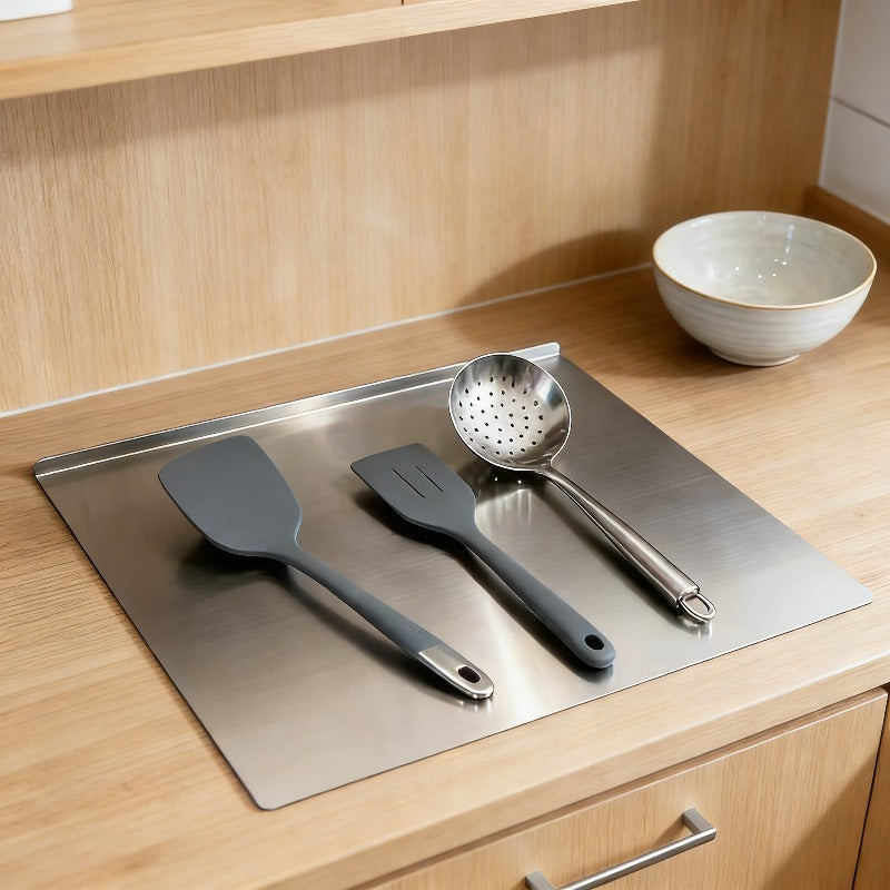 Grande planche à découper en inox réversible avec support — 60 x 40 cm — modèle 2