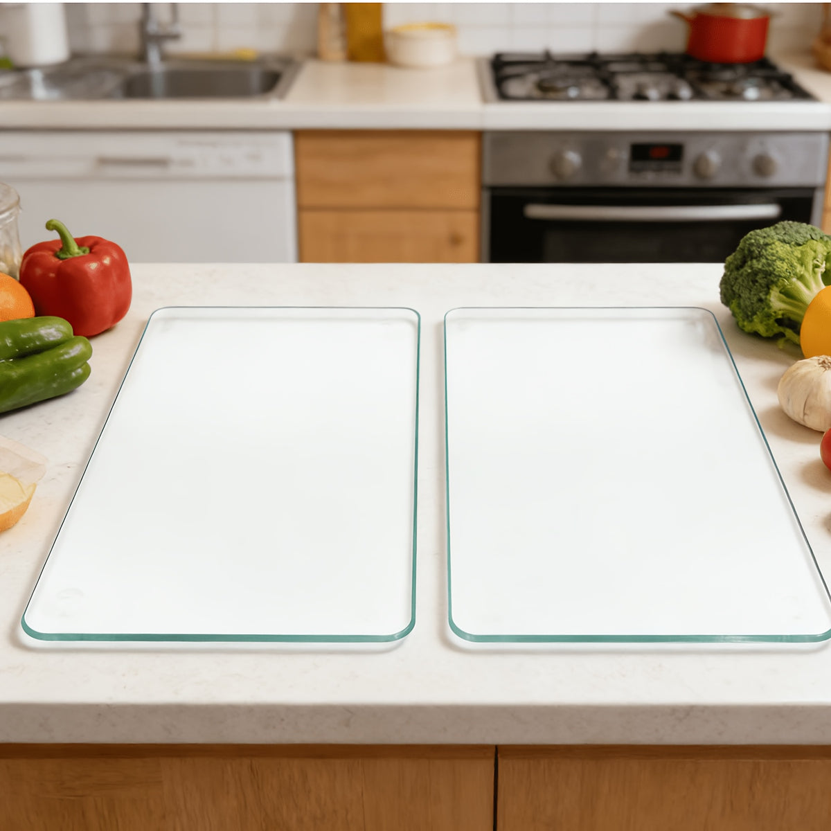 Planche à découper en verre antidérapante — lot de 2, 35 x 25 cm
