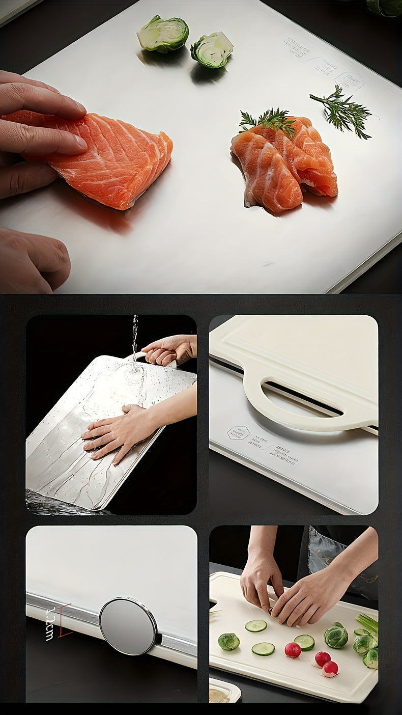 Planche à découper en inox réversible