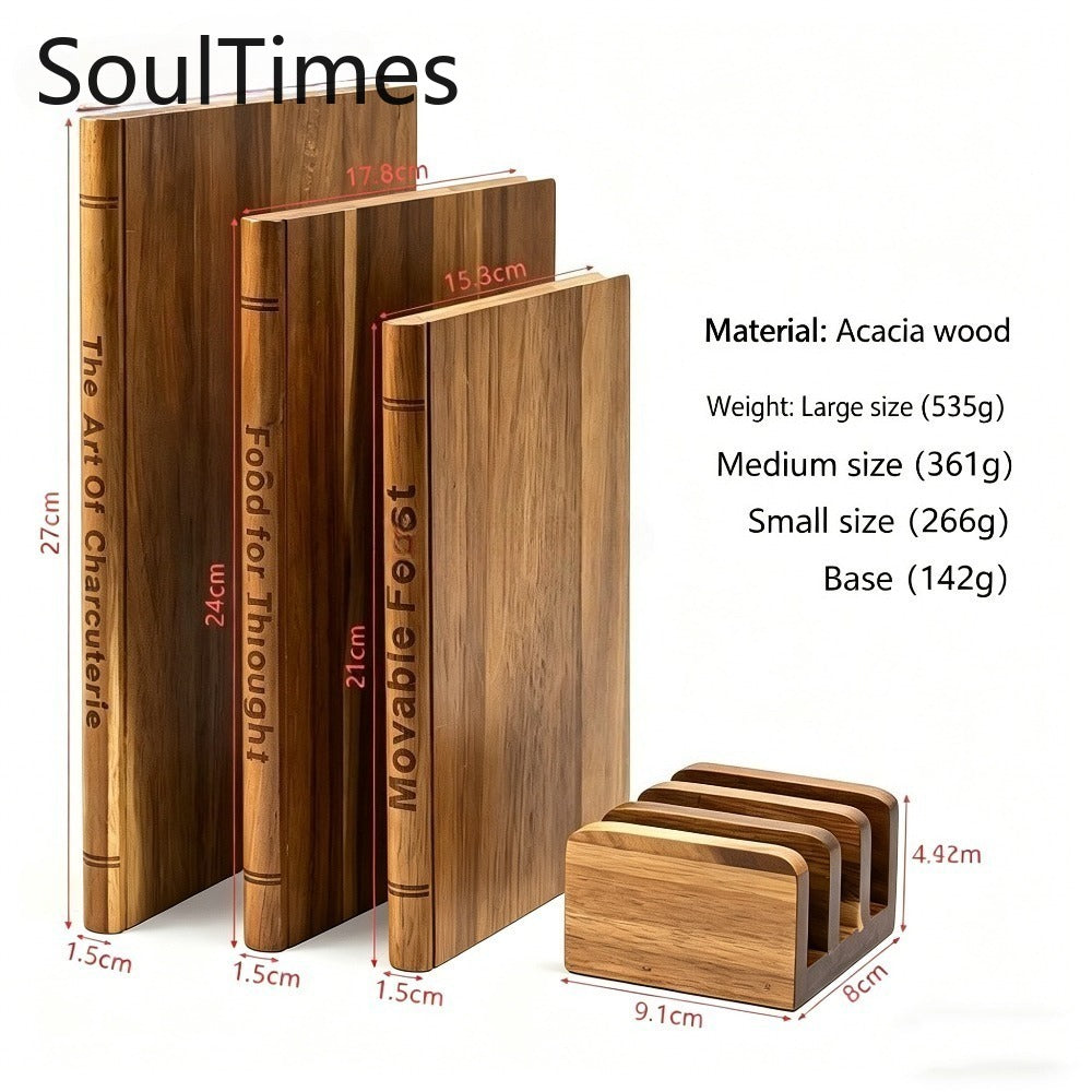 Utilisation domestique du bois d'acacia / Livre et planche à découper 3 pièces