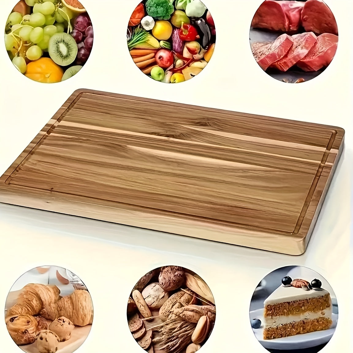 Planche à découper en bois à poignée — 33 x 23 cm