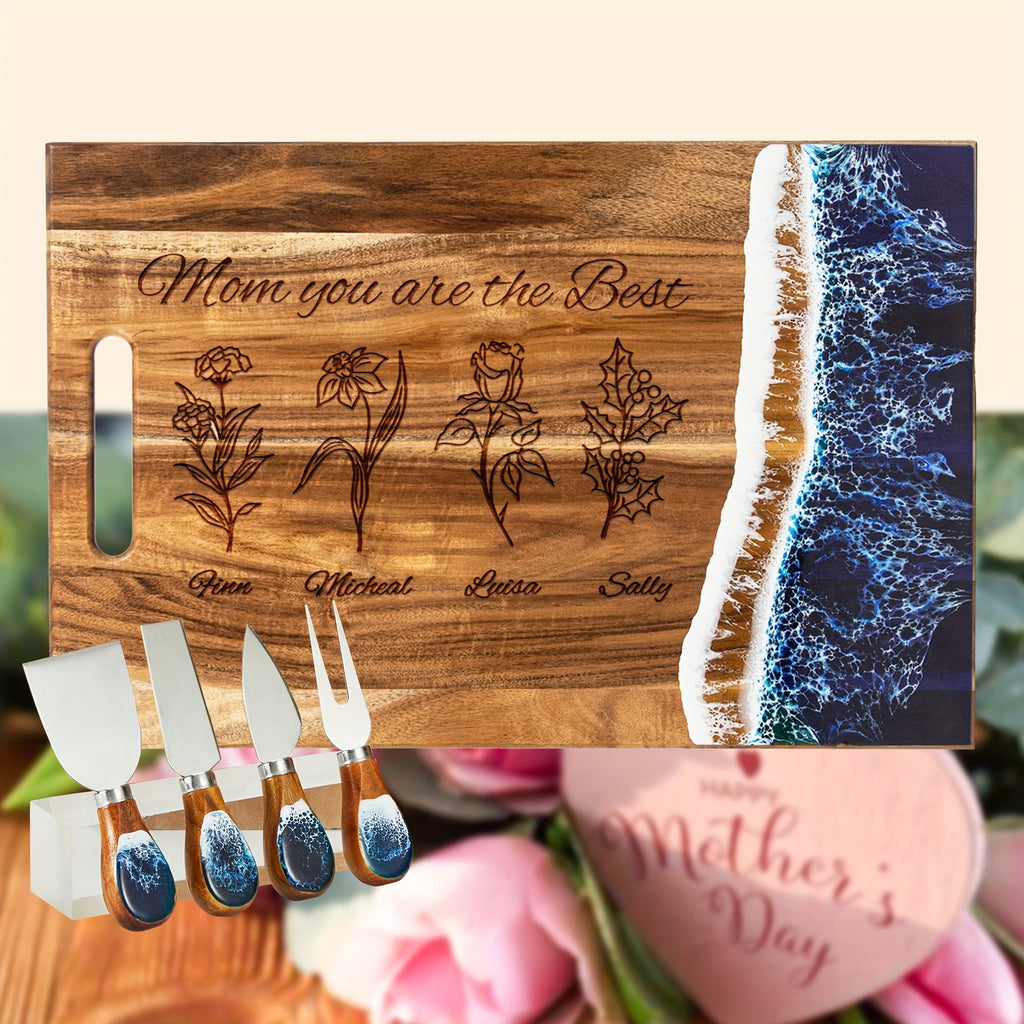 Grand Carré Bleu / Planche avec Ensemble de Couteaux