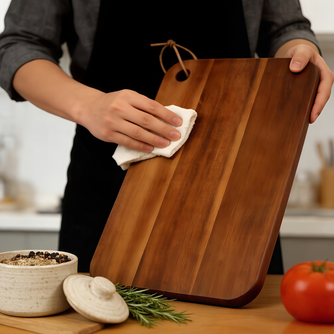 Planche à découper en bois avec support