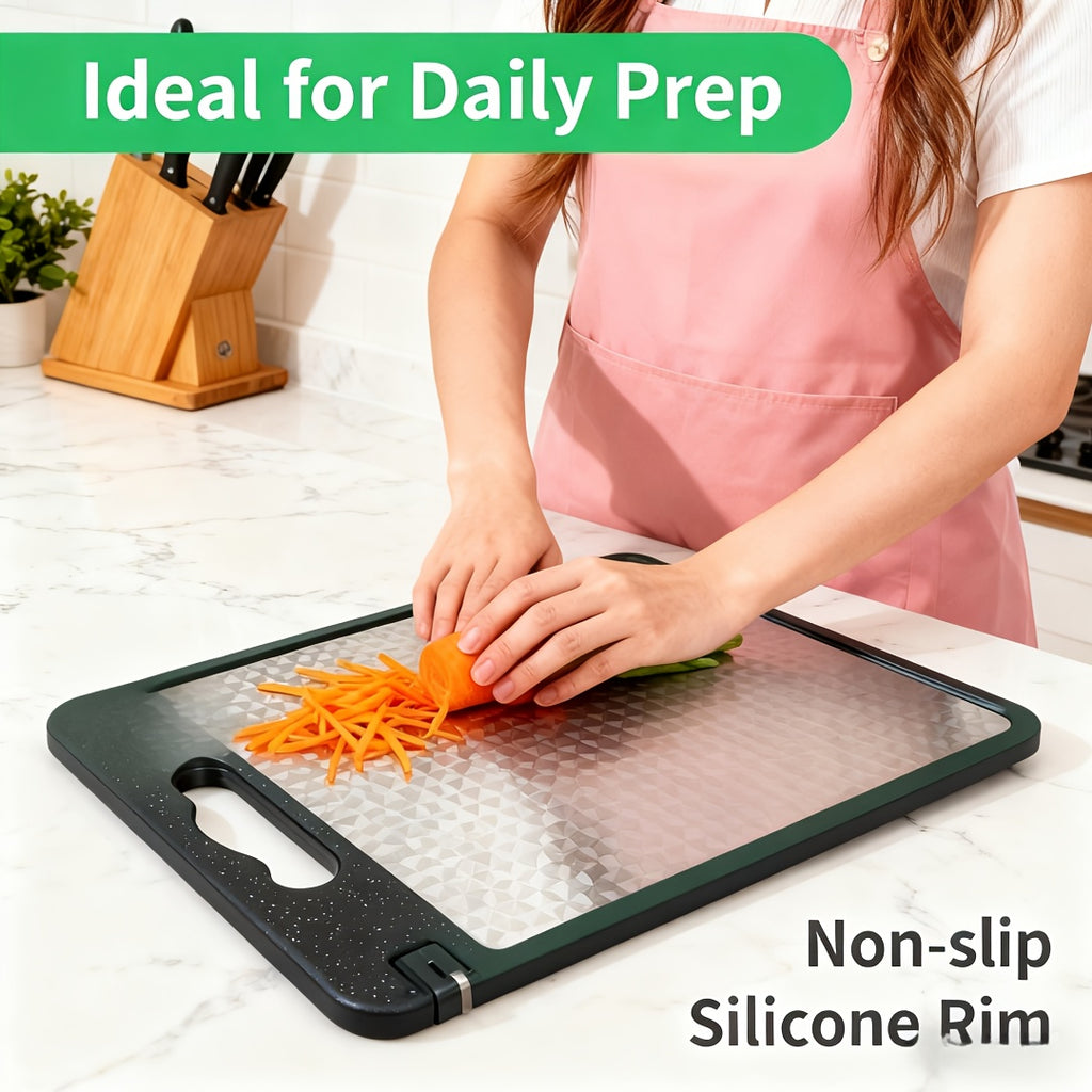 Planche à découper en inox à rainure à jus antidérapante pour viande et poisson