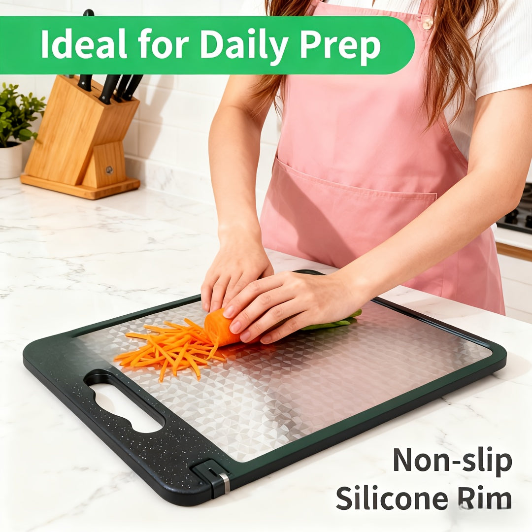 Planche à découper en inox à rainure à jus antidérapante pour viande et poisson
