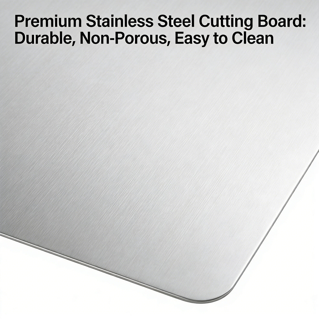 Grande planche à découper en inox réversible avec support — 60 x 40 cm — modèle 1