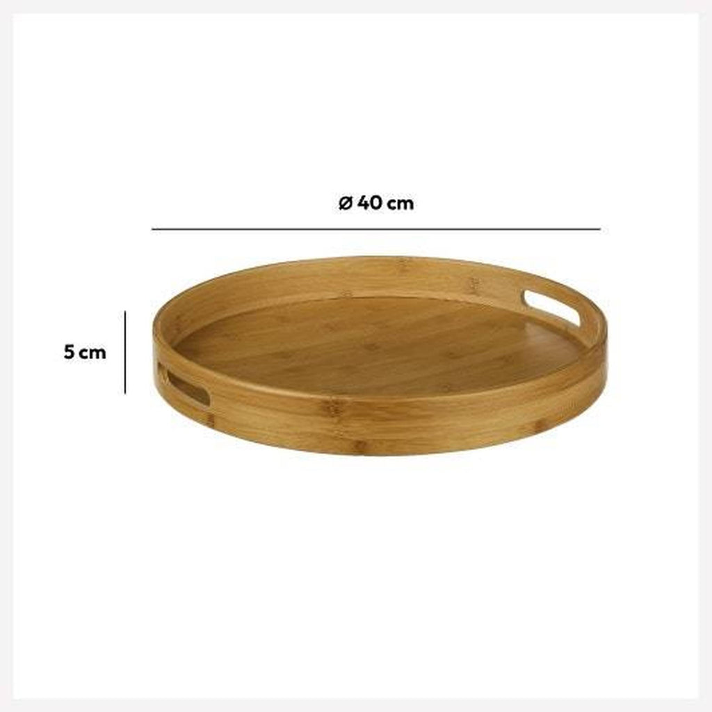 Plateau de service rond en bambou — 40 cm de diamètre