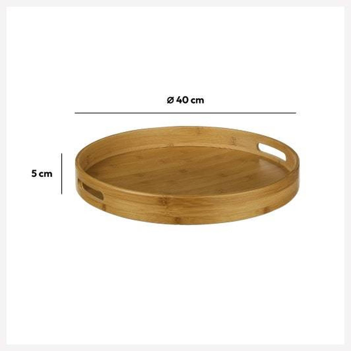 Plateau de service rond en bambou — 40 cm de diamètre