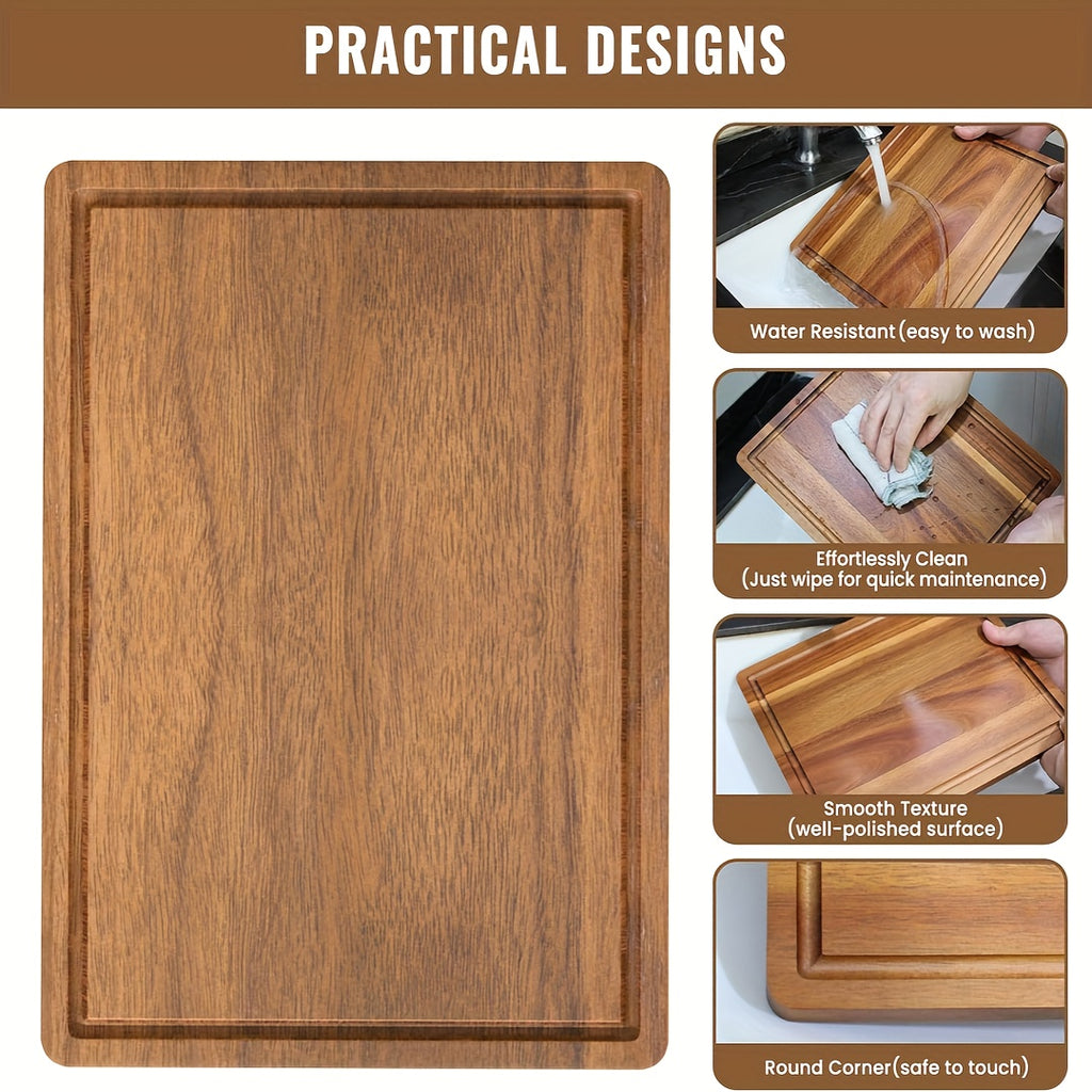 Planche à découper en acacia à rainure à jus — 38,1 x 25,9 cm