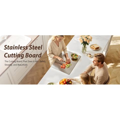 Planche à découper en inox à rebord — 39,9 x 30 cm