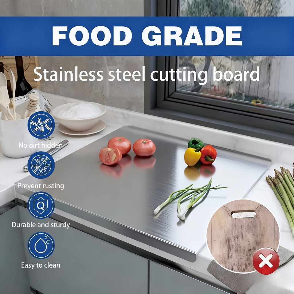 Grande planche à découper en inox réversible — 60 x 40 cm