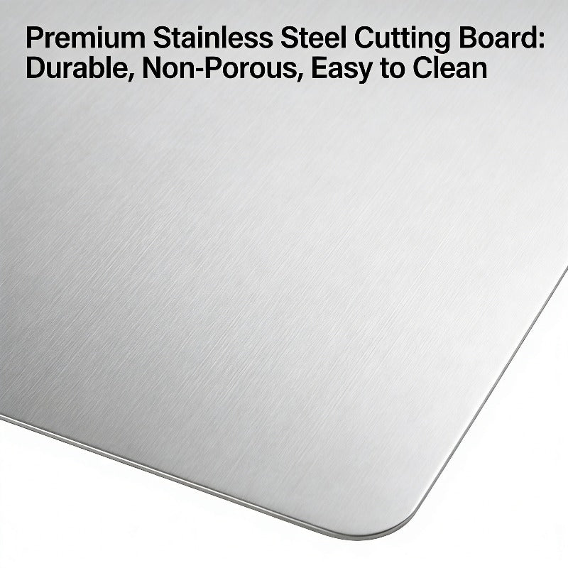 Grande planche à découper en inox réversible avec support — 60 x 40 cm — modèle 2
