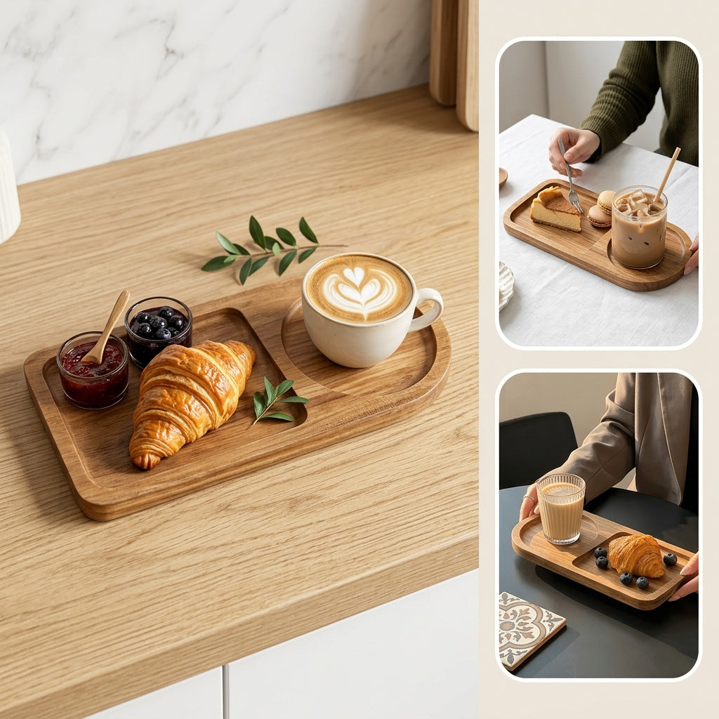 Plateau de petit-déjeuner en acacia