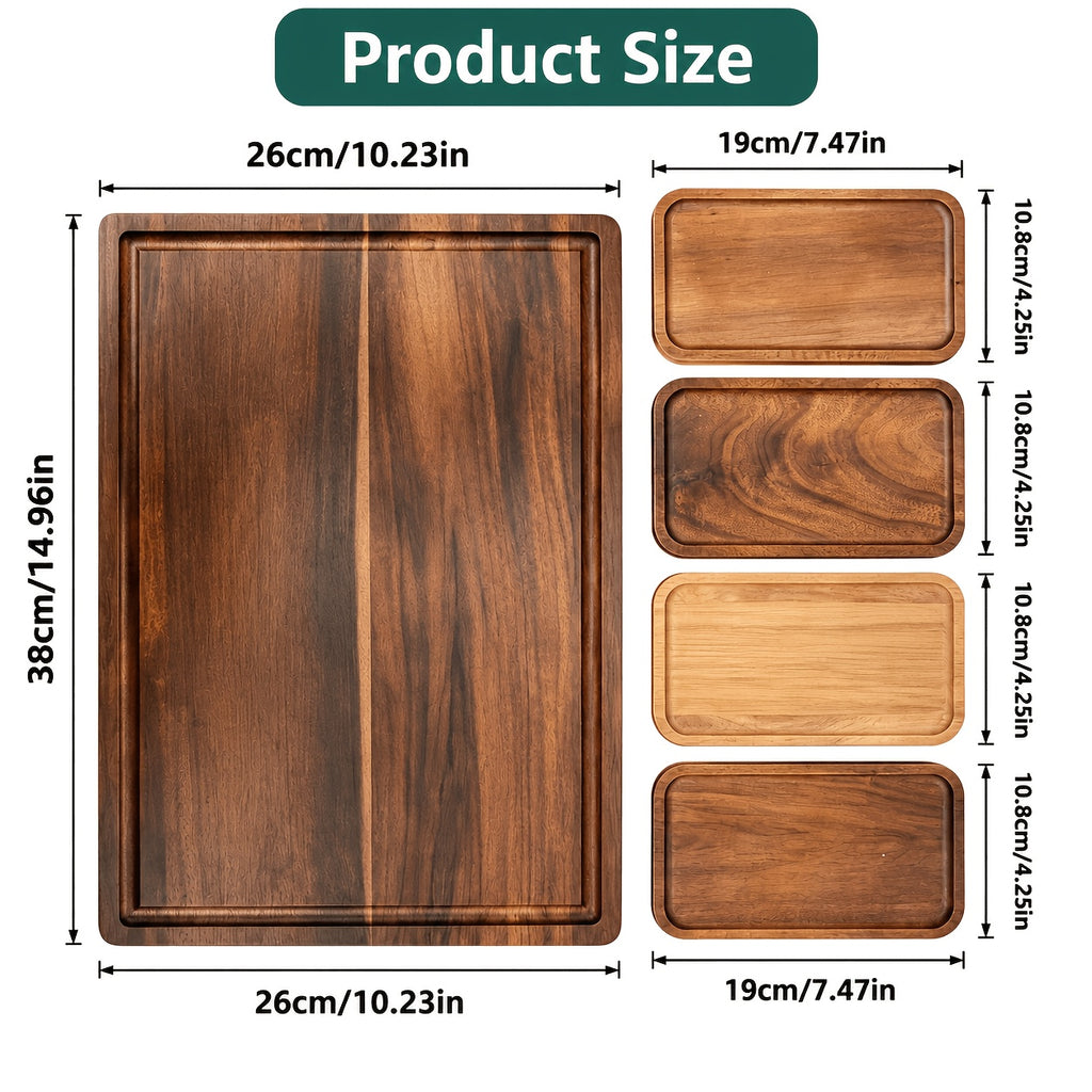 Planche à découper en acacia — lot de 5