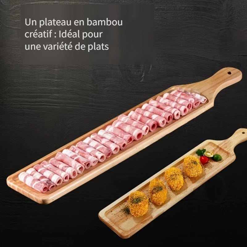 Plateau de service en bois — 60 x 14 cm
